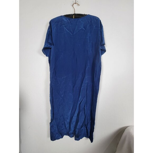 Sundance Womens Royal Blue Short Sleeve Shift Dress Small Front Slit Lace Detail - Picture 2 of 7